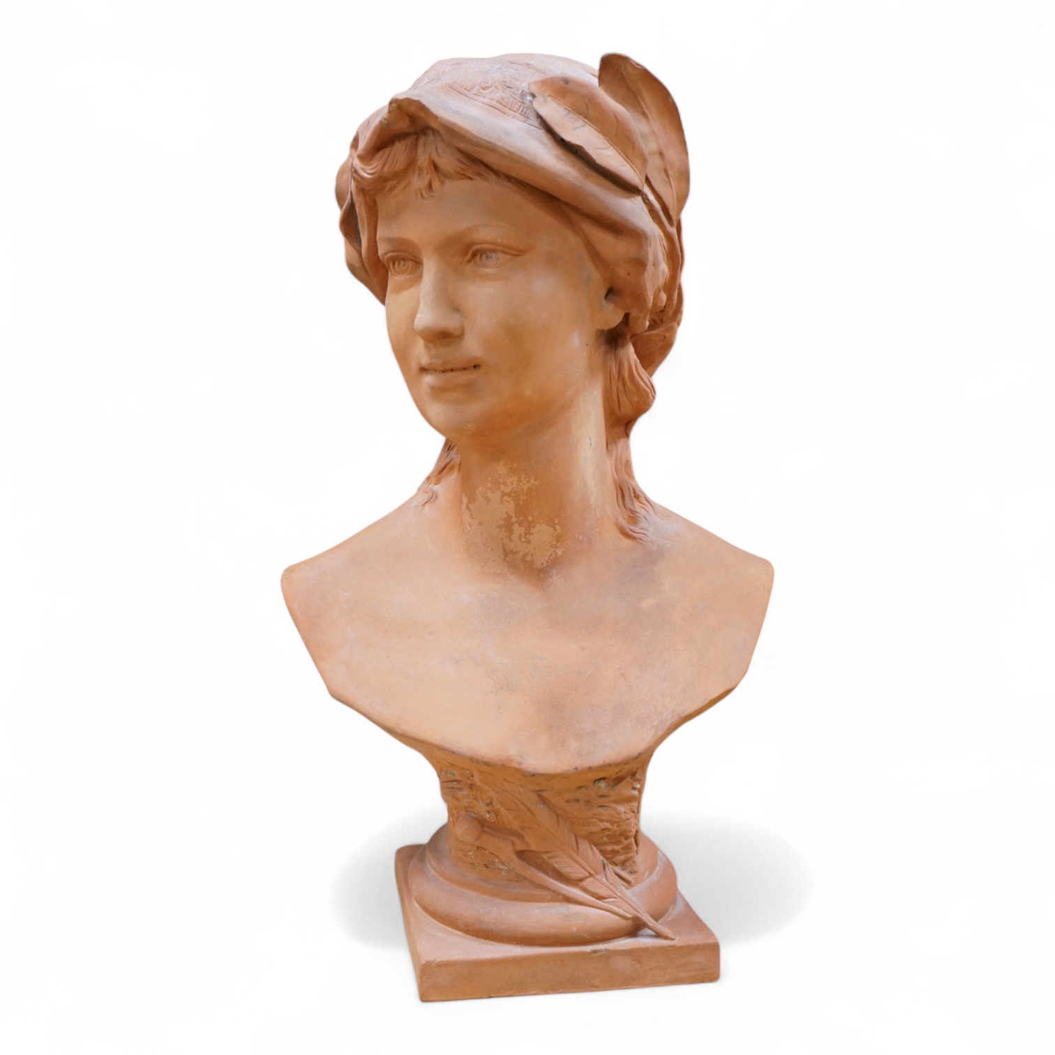 A Bretby classical terracotta bust, 51cm
